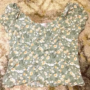 Green flowered top